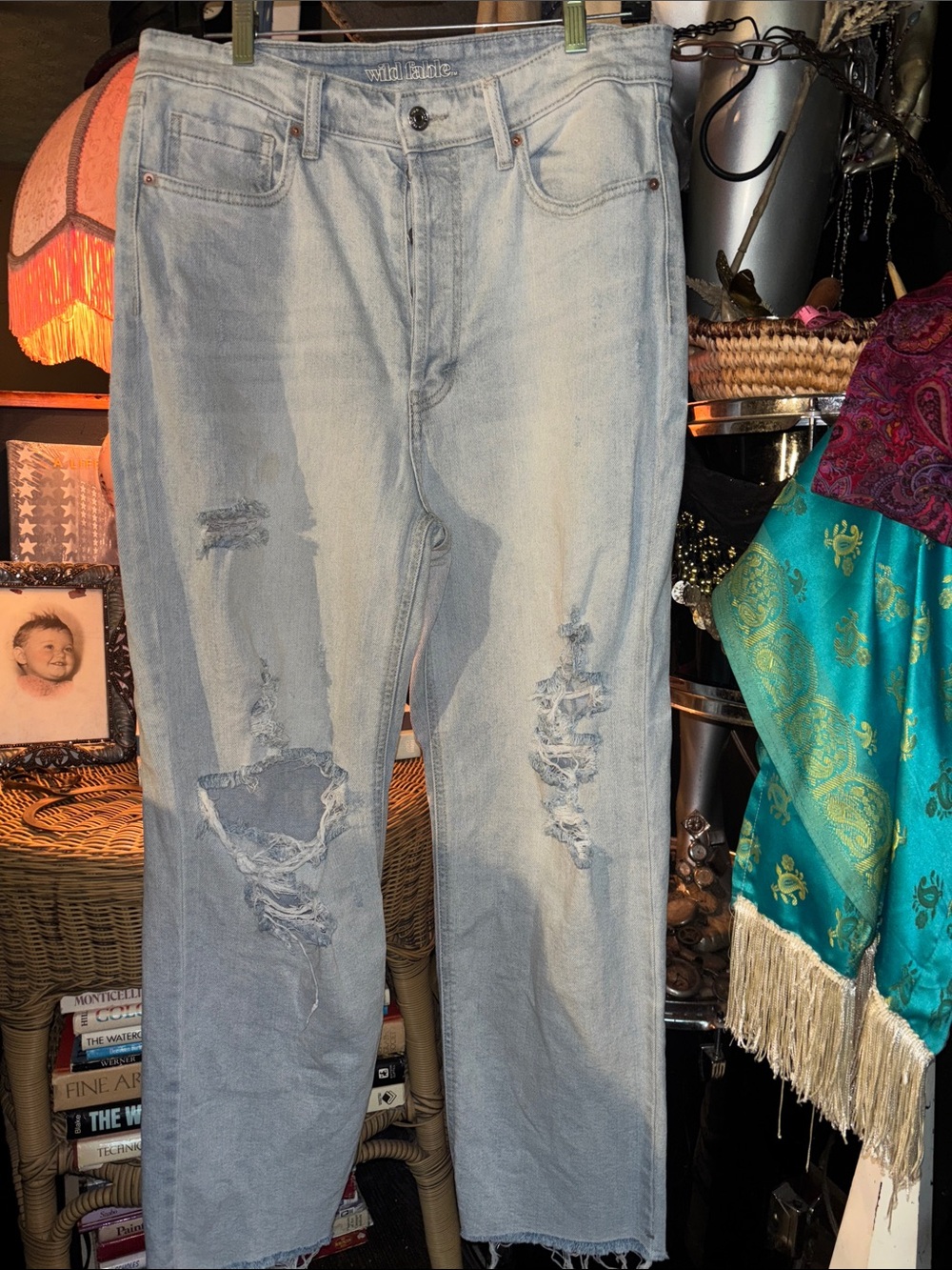 wild fable Light Blue Distressed Boyfriend Jeans